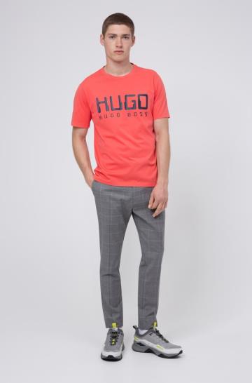 Koszulki HUGO Cotton Jersey Głęboka Czerwone Męskie (Pl97650)